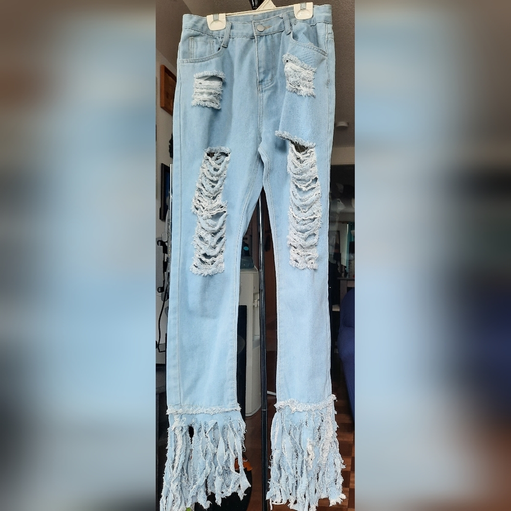 Distressed Blue Jeans